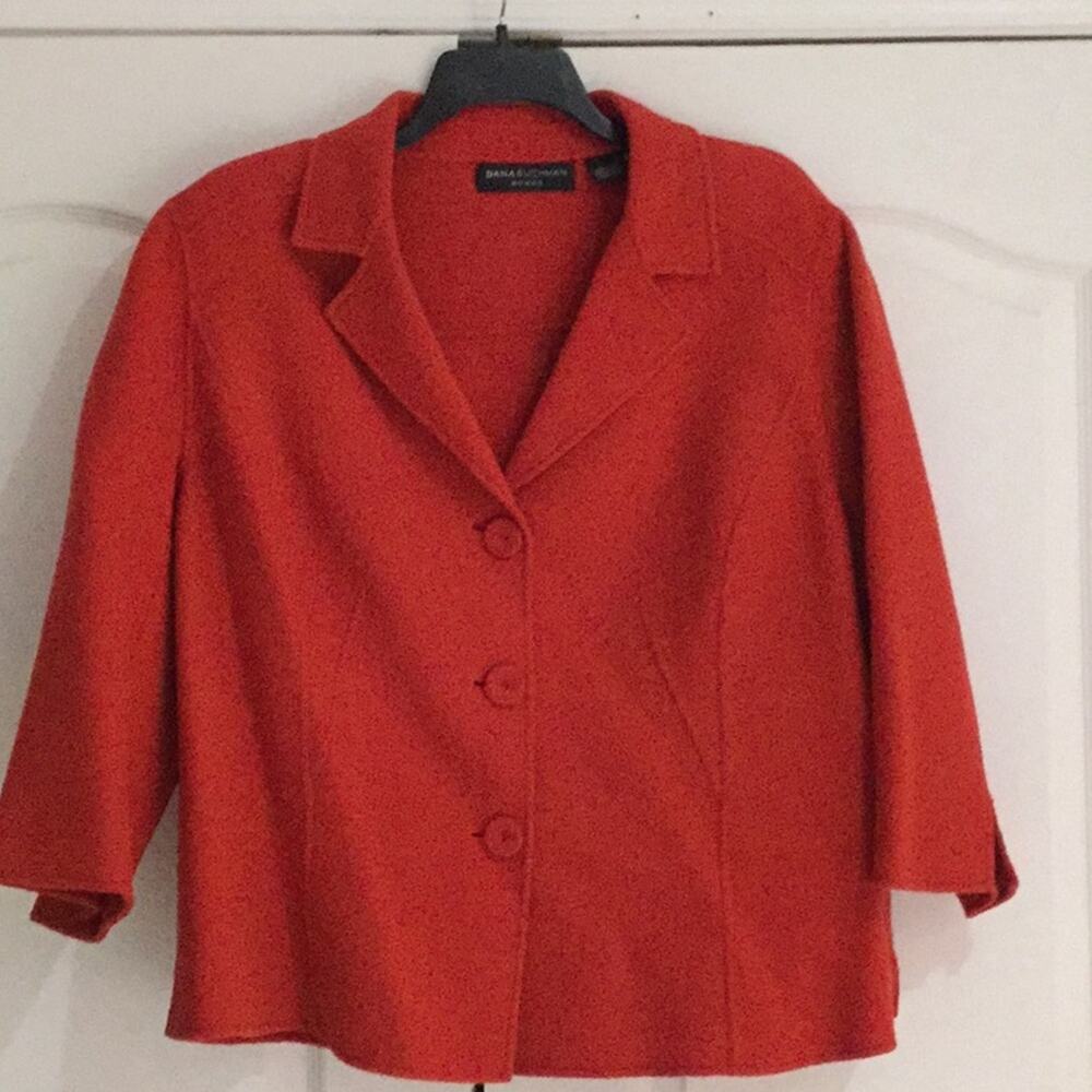 Dana Buchman 20 orange wool shaped jacket worn 1x